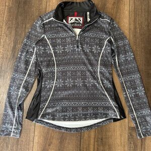 Alp N Rock Women’s Quarter Zip Pullover Nordic Snowflake Gray Size M